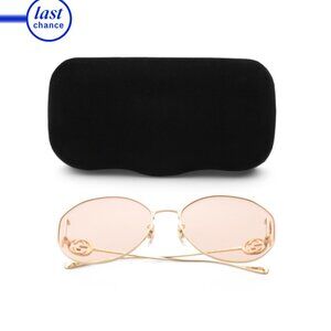 GUCCI Gold/pink 63mm Round Sunglasses